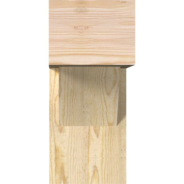 Traditional Block Rough Sawn Bracket W/ Offset Brace, Douglas Fir, 8W X 18D X 18H